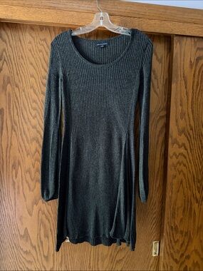 American Eagle Outfitters Dark Charcoal Ribbed Knit sweater dress